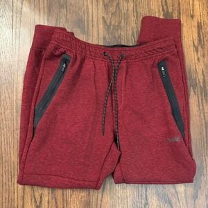 American Eagle Red Joggers with Black Zipper Detail Size Medium Athleisure Gym